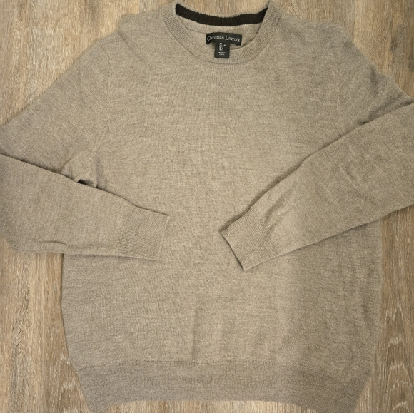 Christian Lacroix Extra Fine Merino Wool Crew Neck Sweater Size Large Tan - Picture 3 of 8